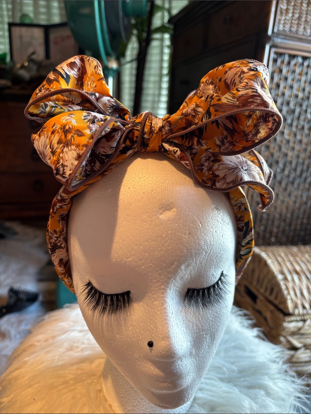 Floral Bow Headband - Mustard Floral